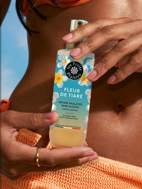 Brume Parfumée Pailletée sans alcool  « Fleur de Tiaré »
